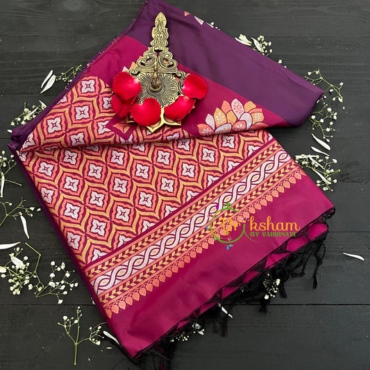 Purple with Majenta Pallu Soft Silk Saree-VS46