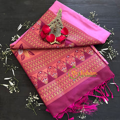 Pastel Pink with Majenta Pallu Soft Silk Saree-VS41