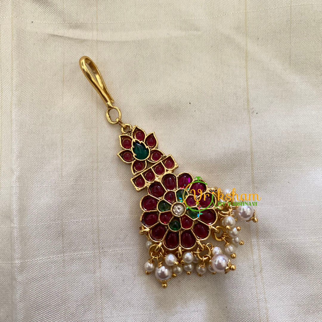 Elegant AD stone Maang Tikka - Short Tikka -Tilak -Pearl -G7067
