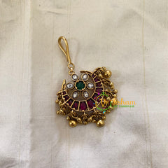 Elegant AD stone Maang Tikka - Short Tikka-Gold Bead -G7063