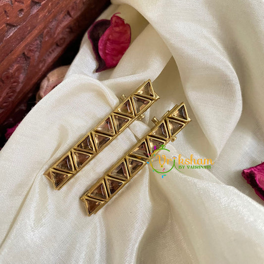 Kundan Hair Clip-Gold -Triangles Hair Clip-H176