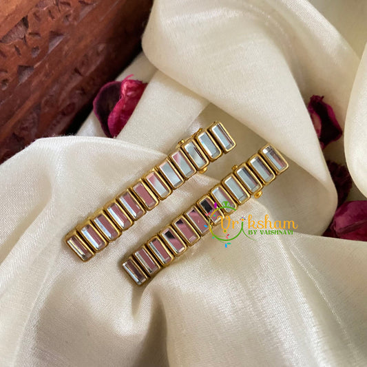 Kundan Hair Clip- White-Line-H188