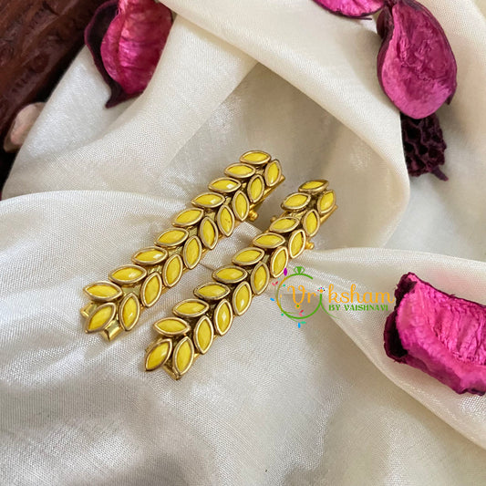 Kundan Hair Clip- Yellow Matt Leaf-H182