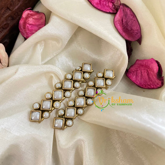 Kundan Hair Clip- White Matt-H171