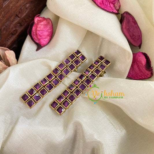 Kundan Hair Clip-Purple-Square-H192