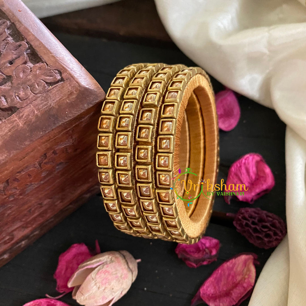 Kids Silk Thread Kundan Bangle-Gold -G4927 – vrikshamindia