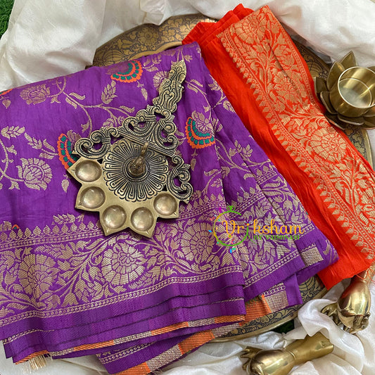 Violet Semi Benarasi Saree -VS1656