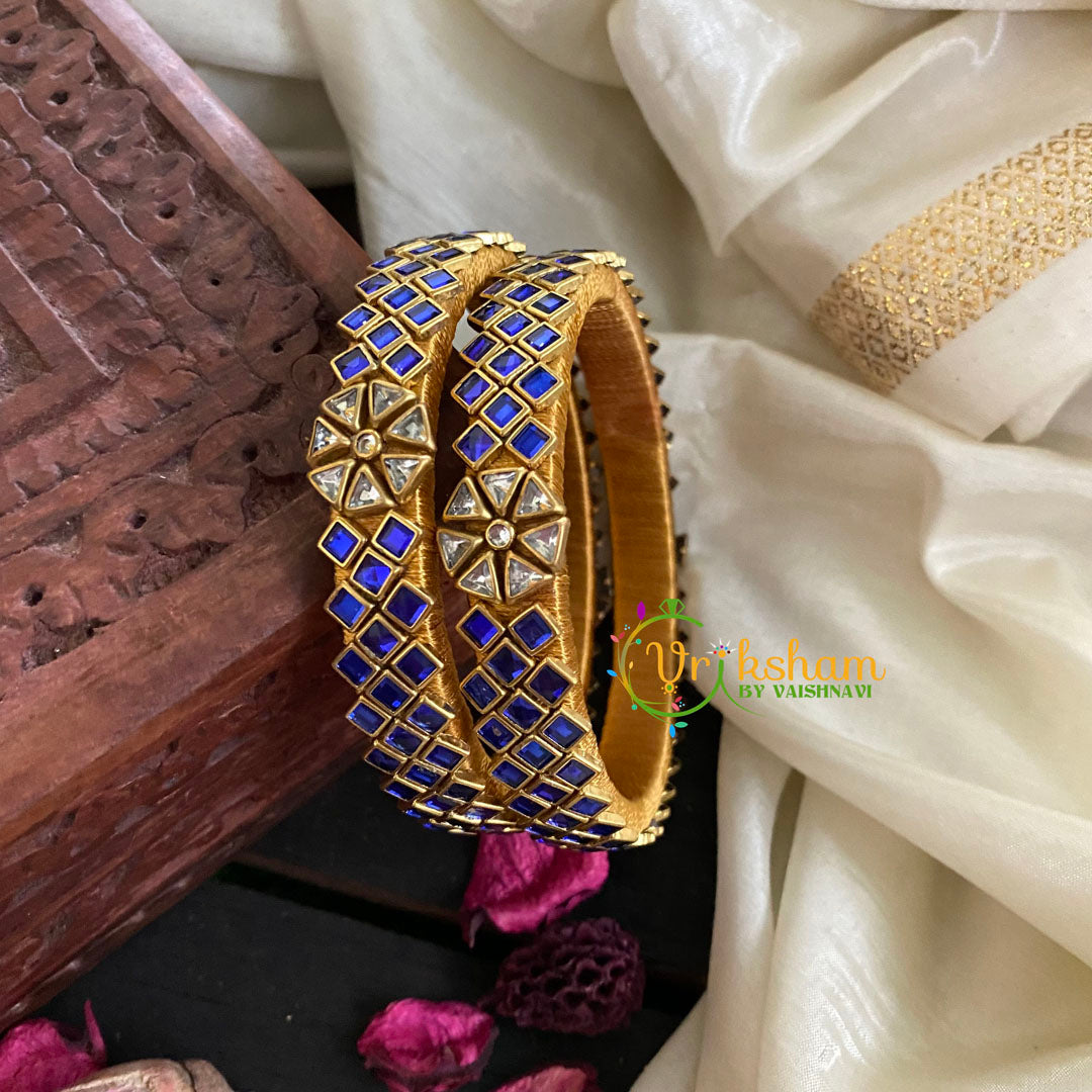 Kada Kundan Bangle -Blue Star-G4872