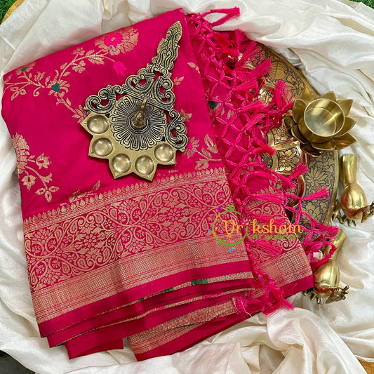 Pink Semi Benarasi Saree -VS1659