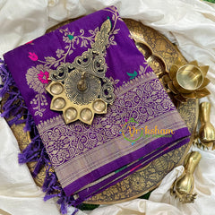 Purple Semi Benarasi Saree -VS1660