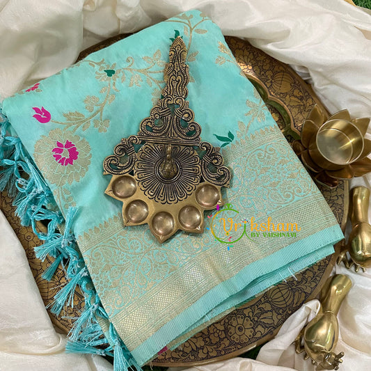 Light Blue Semi Benarasi Saree -VS1661