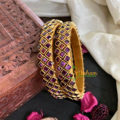 Kada Kundan Bangle -Purple Ring-G4870