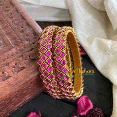 Kada Kundan Bangle - Hot Pink Ring -G4868