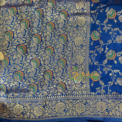 Ink Blue Semi Benarasi Saree -VS1655