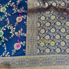 Navy Blue Semi Benarasi Saree -VS1650