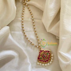 Traditional Kemp Pendant Pearl Mala -Floral -G7153