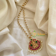 Kemp Pendant Rice Pearl Mala -Lakshmi-G7154