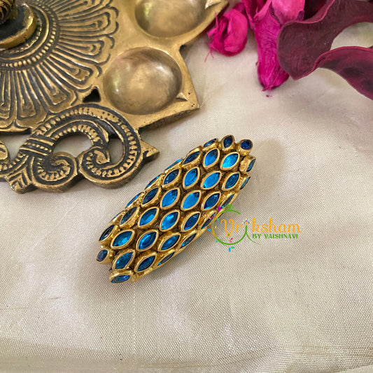 Silk Thread Kundan Saree Pin-Light Blue -Shell-G9407