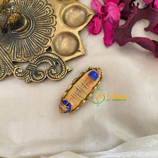 Silk Thread Kundan Saree Pin -Pastel-Deep-G9402