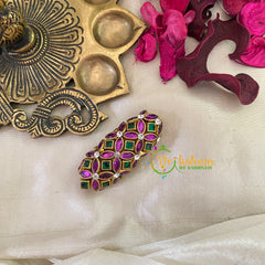 Silk Thread Kundan Saree Pin -Purple Green-G9355
