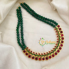 Traditional Kemp Bead Neckpiece - Green Red -G7166