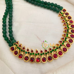 Traditional Kemp Bead Neckpiece - Green Red -G7166