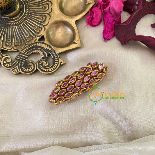 Silk Thread Kundan Saree Pin -Lavender- Shell-G9360