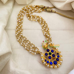Chandran Pendant Pearl Style Short Neckpiece -Blue-G7192