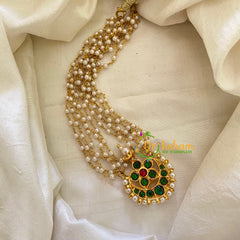 Chandran Pendant Pearl Style Short Neckpiece - Green Red -G7191