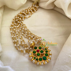 Chandran Pendant Pearl Style Short Neckpiece - Green Red -G7191