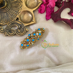 Silk Thread Kundan Saree Pin -Light Blue Matt-G9373