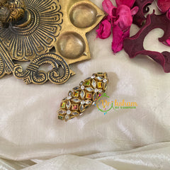 Silk Thread Kundan Saree Pin -Cocktail White Floral-G9375