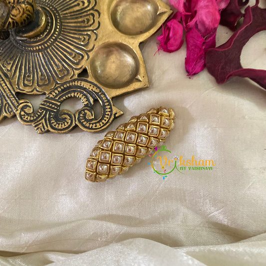 Silk Thread Kundan Saree Pin -Pearl Matt-G9382