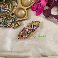 Silk Thread Kundan Saree Pin -Violet Matt-G9385