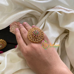 Premium AD Stone Gold Finger Ring-Floral 5-G3072
