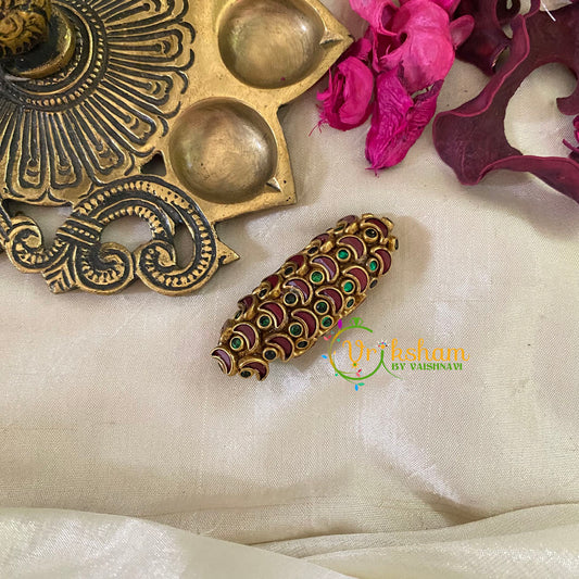Silk Thread Kundan Saree Pin -Maroon Green-Deep-G9421