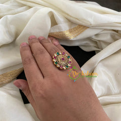 Premium AD Stone Gold Finger Ring- Floral 4-G3070