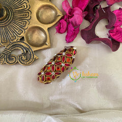 Silk Thread Kundan Saree Pin -Orange-G9390