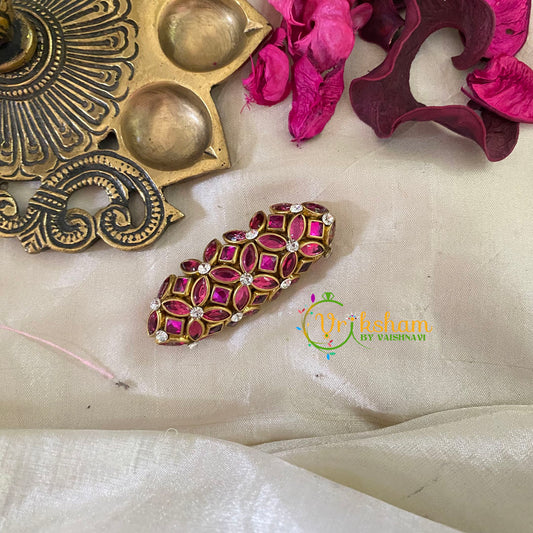 Silk Thread Kundan Saree Pin -Pink-G9388
