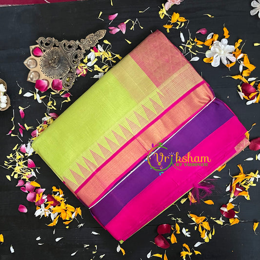 Fluorescent Green Handloom Silk Cotton Saree-VS77