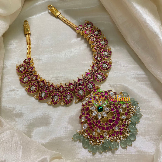 Precious Jadau Kundan Removable Pendant Neckpiece-J946