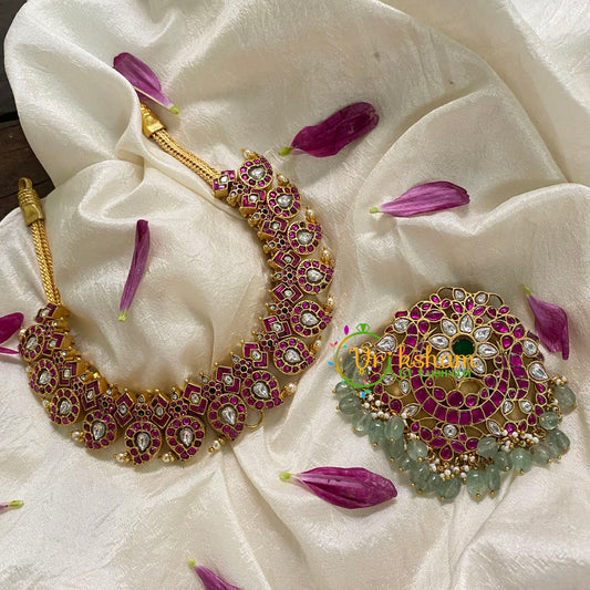 Precious Jadau Kundan Removable Pendant Neckpiece-J946