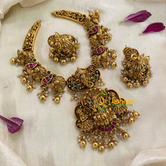 Lakshmi Jadau Kundan Short Neckpiece-Gold Bead-J963