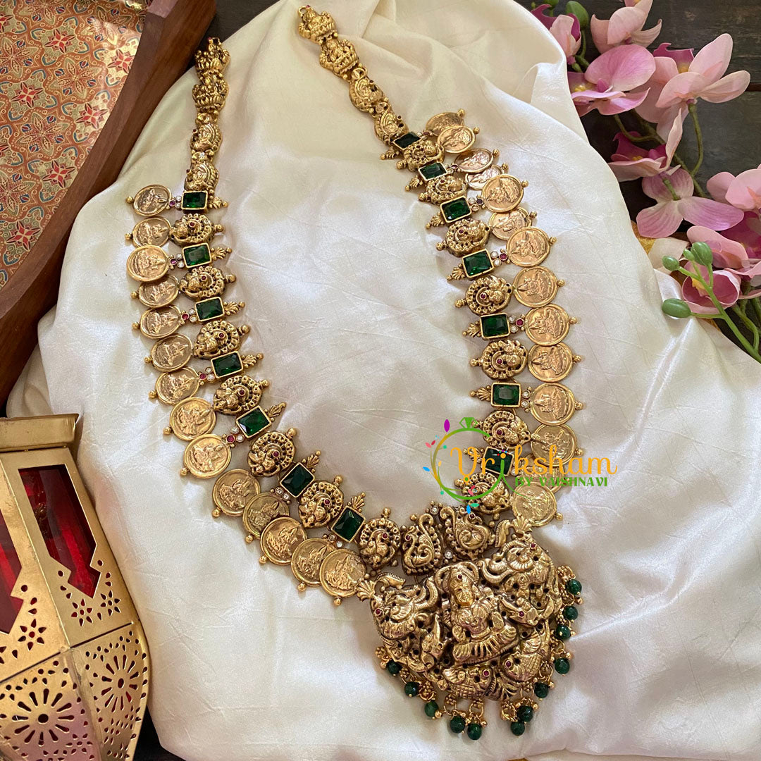 Antique Gold Lakshmi Coin 1gm gold Temple Haram-G9437