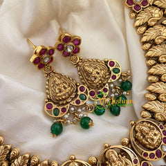 Premium Bridal Lakshmi Temple Neckpiece-Green Bead-G7277