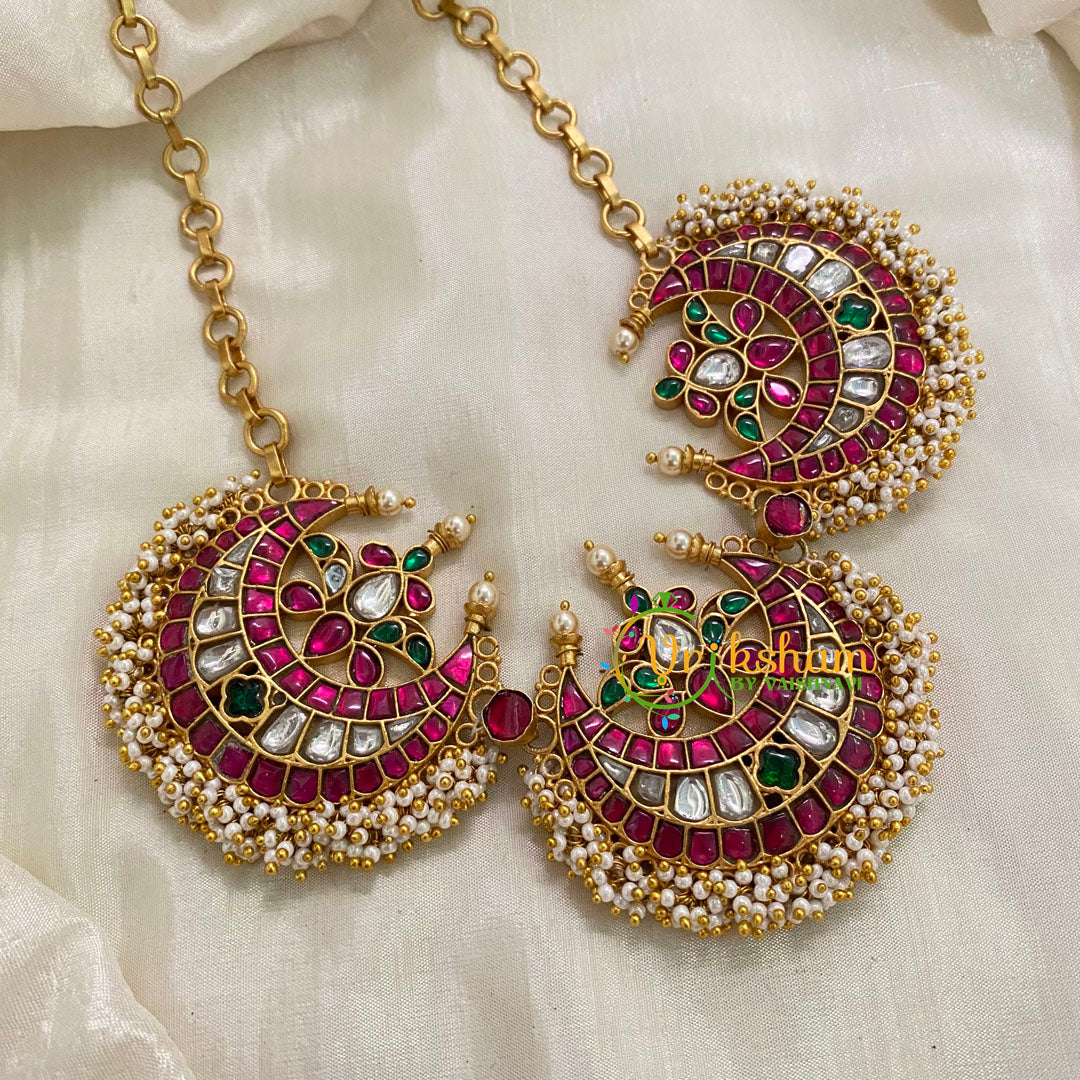 Half Moon Precious Jadau Kundan Choker Neckpiece -J943