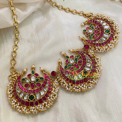 Half Moon Precious Jadau Kundan Choker Neckpiece -J943