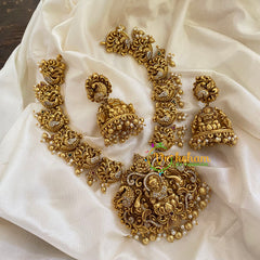 Gold Look Alike Lakshmi Pendant Short Neckpiece-G7241