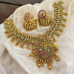 Premium AD Stone Short Neckpiece-Gold-G7260