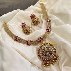 AD Stone Addigai Style Neckpiece -Gold-Red White-G7268